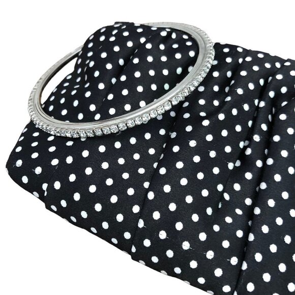 Steve Madden Wristlet with Bling Bracelet Black White Rhinestones Small Evening - Picture 3 of 8
